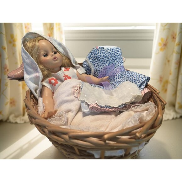 1960s Horsman Ruthie Doll in GrandmaCore Basket Brass Candleholder and Extra Dre - Picture 3 of 12